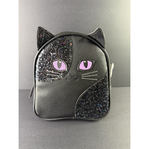 Bath & Body Works Handbags - NWT Bath & Body Works Black Cat Cosmetic Makeup Bag / Mini Backpack Glittery